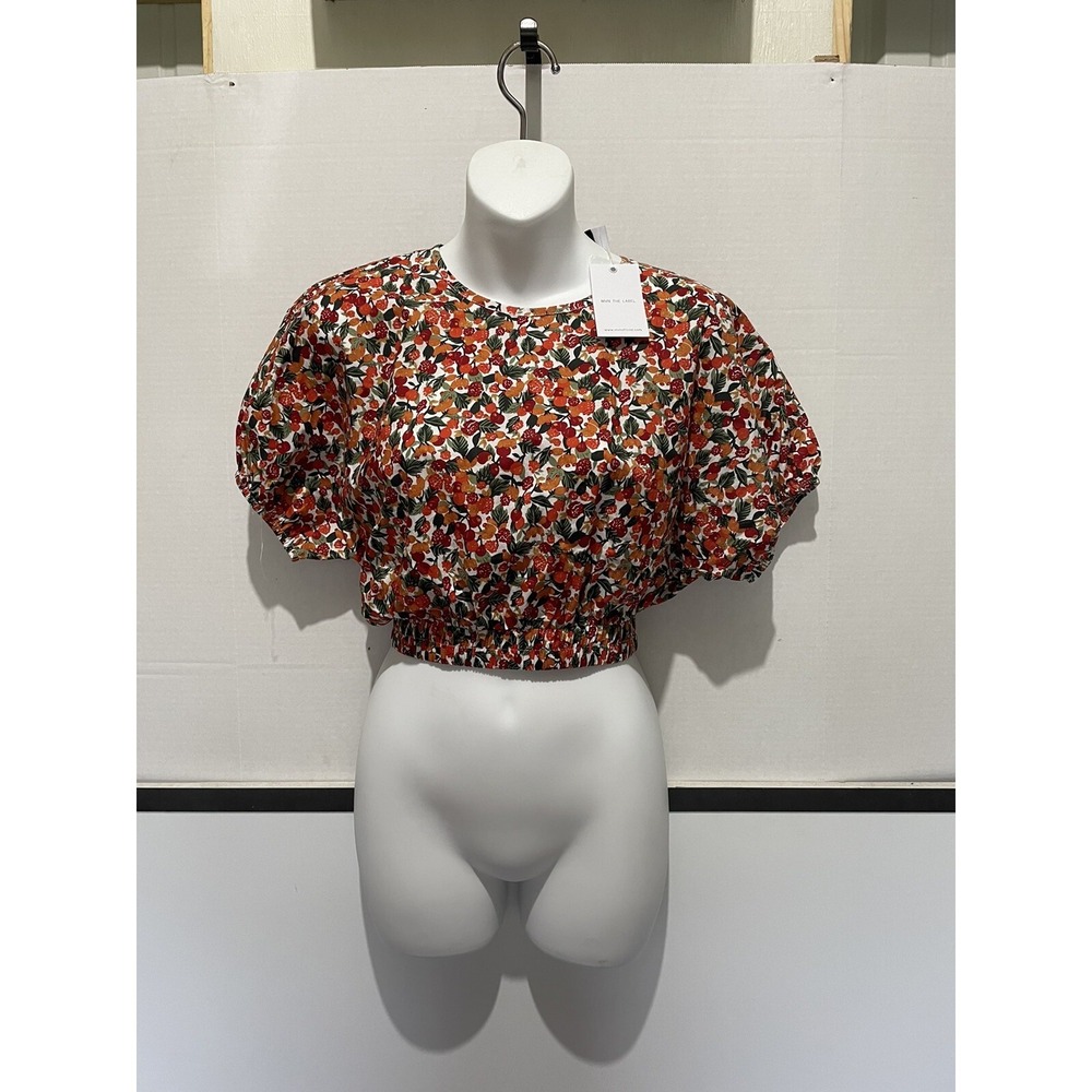 MVN The Label Women's Floral Elastic Short Sleeve Top  Size US: 2 NWT